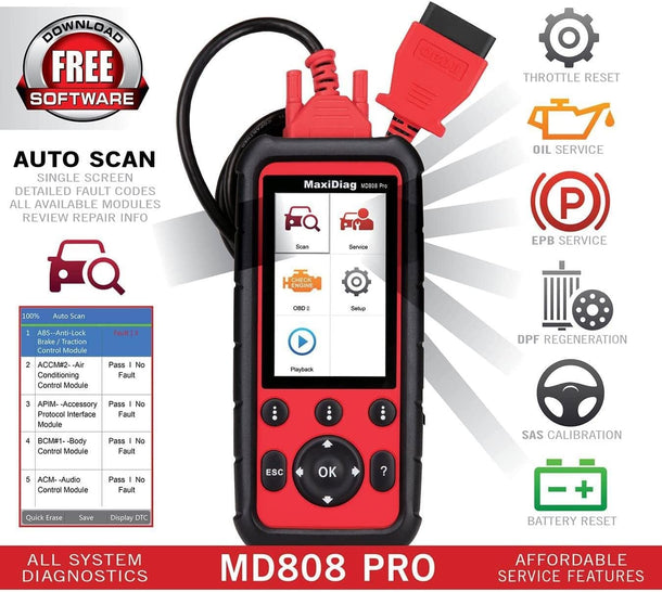 Home / Autel MaxiDIAG MD808 Pro(US Version) - OBD2 All System ...